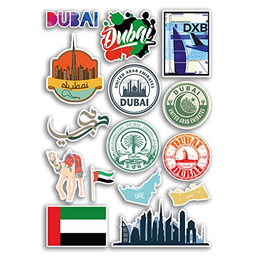 Feuille d'autocollants A4 en vinyle de Dubaï – Monuments des Émirats arabes unis et des Émirats arabes unis – Carte de vacances – Valise de bagages, scrapbooking, culture, voyage #78872