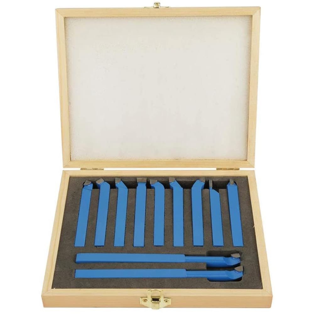 SET UTENSILI PER TORNIO DA TAGLIO 16X16mm 11pz BRASATI IN ACCIAIO AL TUNGSTENO SCATOLA LEGNO