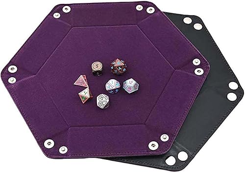 Miniatura 5 de 1 soporte para dados de piel sintética, bandeja plegable hexagonal para dados y otros juegos de mesa, color morado