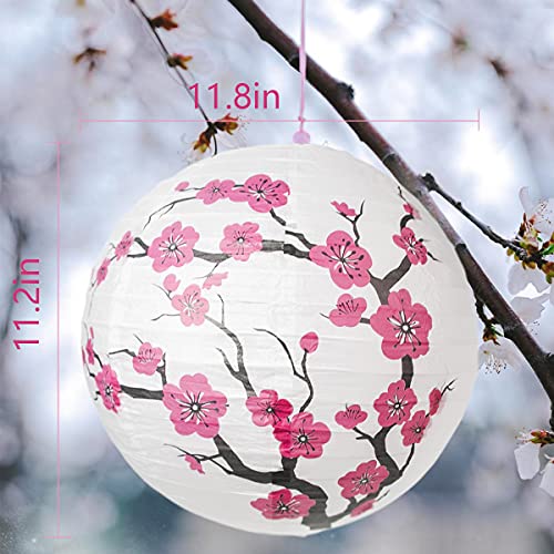 Lyart 8Pcs Chinese Japanese Cherry Design Paper Lantern Lamp Shade For Restaurant Church Wedding Gift Party Favors Diy Decoration Oriental Style Light (A. 8 Rose Red Lamp) #TOP5