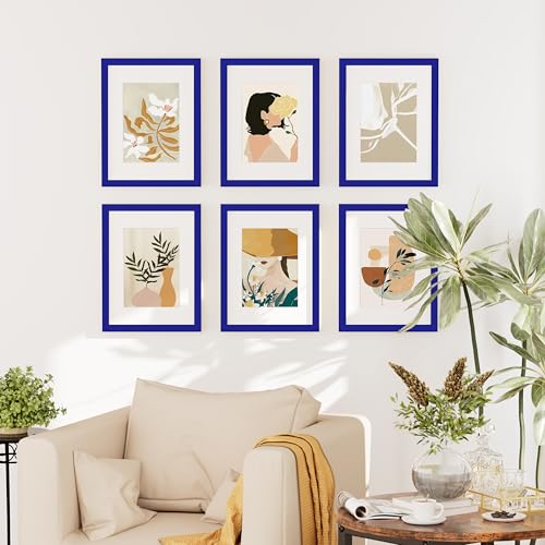 decorUhome 12x16 Picture Frame Set of 10, Display Photos 8.5x11 with Mat or 12x16 Unmatted for Picture Frames Collage Wall Decor, Royal Blue