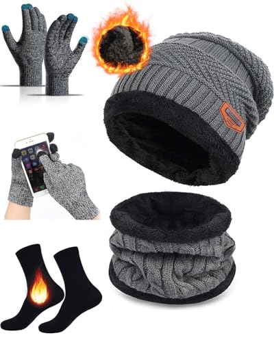 Recopilación de Ropa de Deportes de invierno para Mujer los mejores 5. 47 Gorro Invierno Bufanda y Guantes Tactiles y Calcetines Termicos,Gorros Frio con Tejido de Punto y Bufandas con Forro de Lana para Hombre y Mujere,Set de Bufanda,Gorras,...
