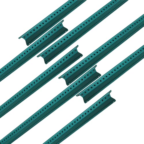6FT Sign Post, 8 Pack U-Channel Sign Post with Pre-Drilled Holes, Steel Fence for Gardens, Farms, Parking Lots & Traffic Control, Rust-Resistant, Heavy Duty, Easy to Install, Green