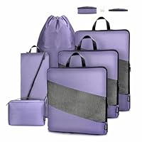 Carttiya Organizador Maleta Viaje Compresión, Impermeable Expandibles Ultraligero Compression Packing Cubes, Bolsas Organizadoras Maletas Viaje (6 Piezas, Púrpura)