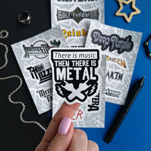 Image of Heavy Metal Band Sticker Pack, Rock Stickers - 35 Pieces, Strong Adhesive & Waterproof Vinyl Stickers for Laptop, Metal Bands