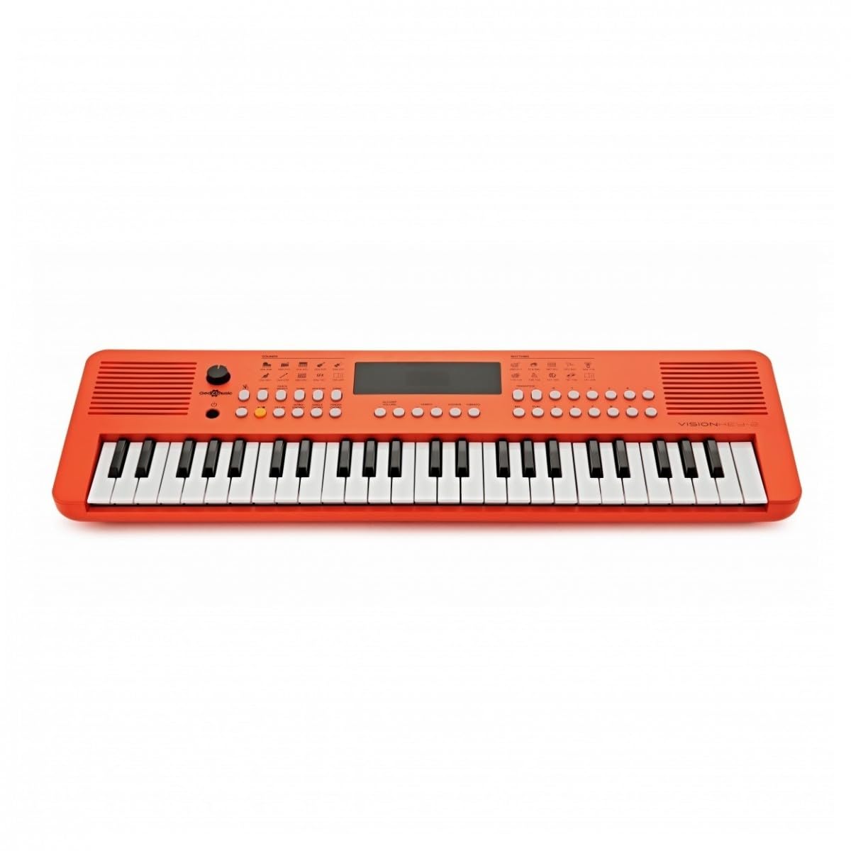 VISIONKEY-2 Tastiera MIDI 49 Tasti per Bambini e Principianti, Arancione | Per Principianti e Appassionati di Musica, 49 Mini Tasti, 300 Suoni e Ritmi, MIDI USB, Uscita Cuffie, Pile o USB