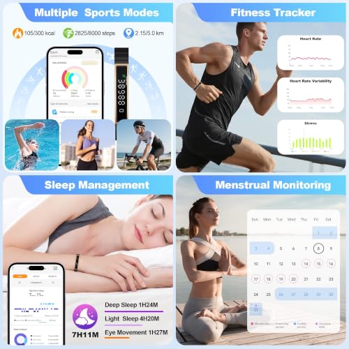 Image of Smart Bracelet, Wearable Activity & Fitness Tracker Band for Men Women, 24H Sleep Tracker, All-Day Continuous Heart Rate, Stress HRV Monitor, Smart Wristband with Free APP 2 Bands, Rose Gold