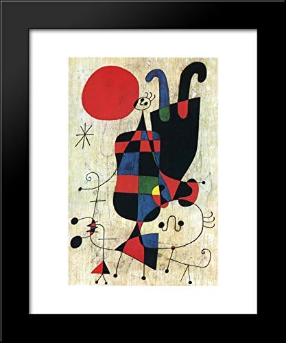 Figures and Dog in Front of The Sun 20x24 Framed Art Print by Miro, Joan