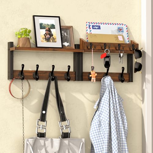 Rustic Coat Rack with 11 Hooks