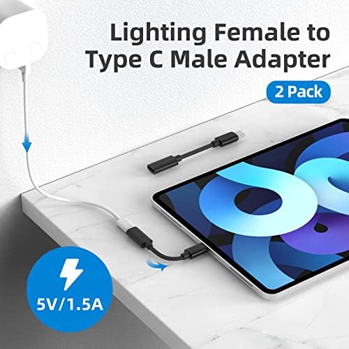 GLUBEE USB C Adapter i OS Lighting Female to USB C Male Adapter - Only Charging Adapter for Galaxy S22/X6/F13/M13/M53 Note 10 Pixel 6/6A and More USB-C Devices (Black)