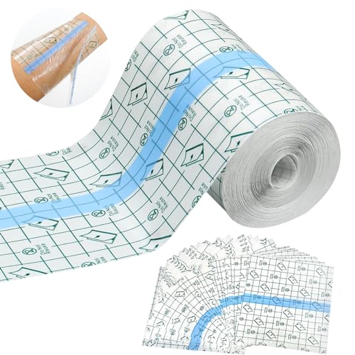 Wasserdicht Transparent Bandage 10cm x 10m Duschpflaster Wasserfest Groß mit 10 PCS Wasserdichtes Pflaster Fixierer Pflaster Stretch Wasserfeste Rolle Antiallergisch Sport Dusche
