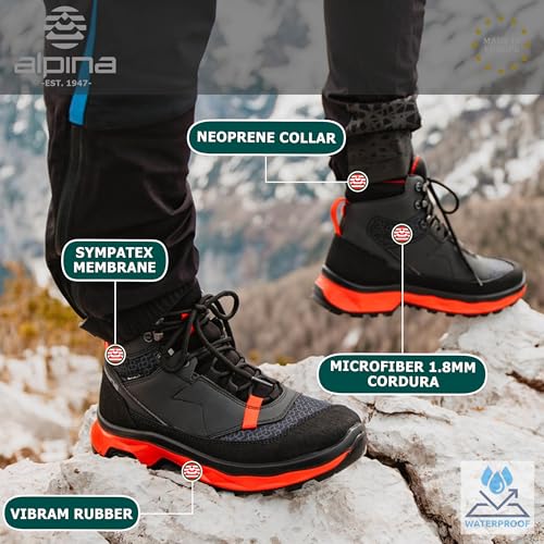 Alpina PERFORMANCE Men's Waterproof Boots with Microfiber Fiber Upper and Sympatex Bretahable Membrane | All Weather Grip - Slip Resistant | Lightweight | Made in Europe3
