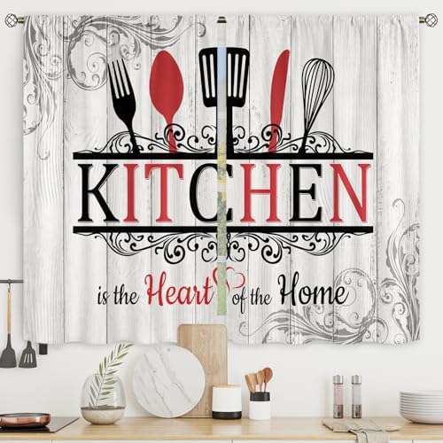 Riyidecor Rustic Country Farmhouse Kitchen Curtains Short Small W...