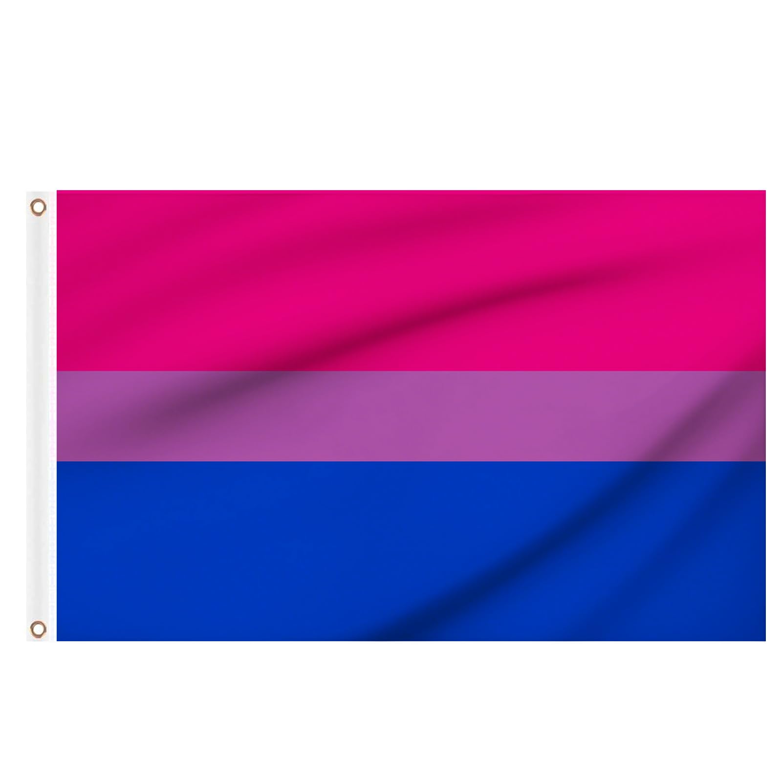 2pcs Bisexual Flags Bi Flag 5ft x 3ft, Large LGBTQ+ Pride Flags with Eyelets for Pride Day Party Decoration Outdoor Indoor Community Decor