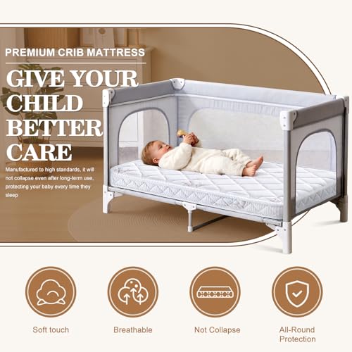 Image of Feisaibaoly Pack and Play Mattress (38 inchx26 inchx1.5),Skin Friendly Fabric, Soft, Breathable and Quiet, Provides Baby Friendly Support and Helps Healthy Spine Development,Pack and Play Topper.