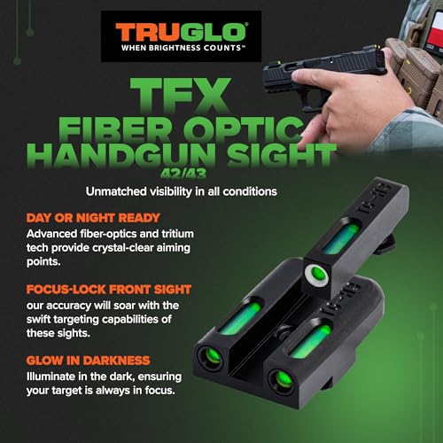 Image of TRUGLO TFX Handgun Sight | Durable Shock-Resistant Compact Brightly Glowing Tritium & Fiber-Optic Xtreme Day /Night Sight for Handguns