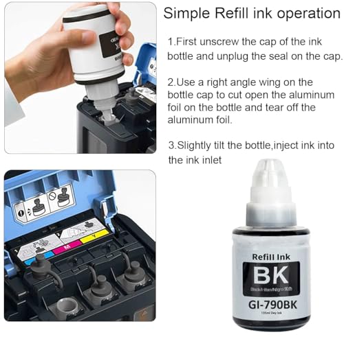 Image of GI-790 Black Ink Bottle Compatible Printer for Canon G1010 G2000 G2002 G2010 G2012 G3000 G3010 G3012 G4010 (CNN 790 Ink Black -2)