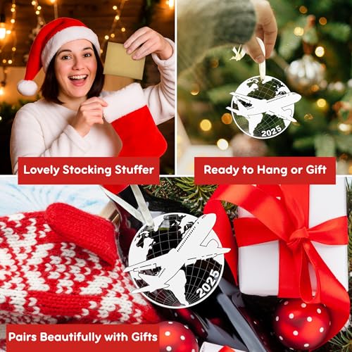 SUCHAGIFT Airplane Ornament - Pilot Gifts for Men - Airplane Ornaments for Christmas Tree, Plane Aviation Ornaments - Travel Gifts for Travelers, Airplane Lovers, Flight Attendant - Acrylic Ornament