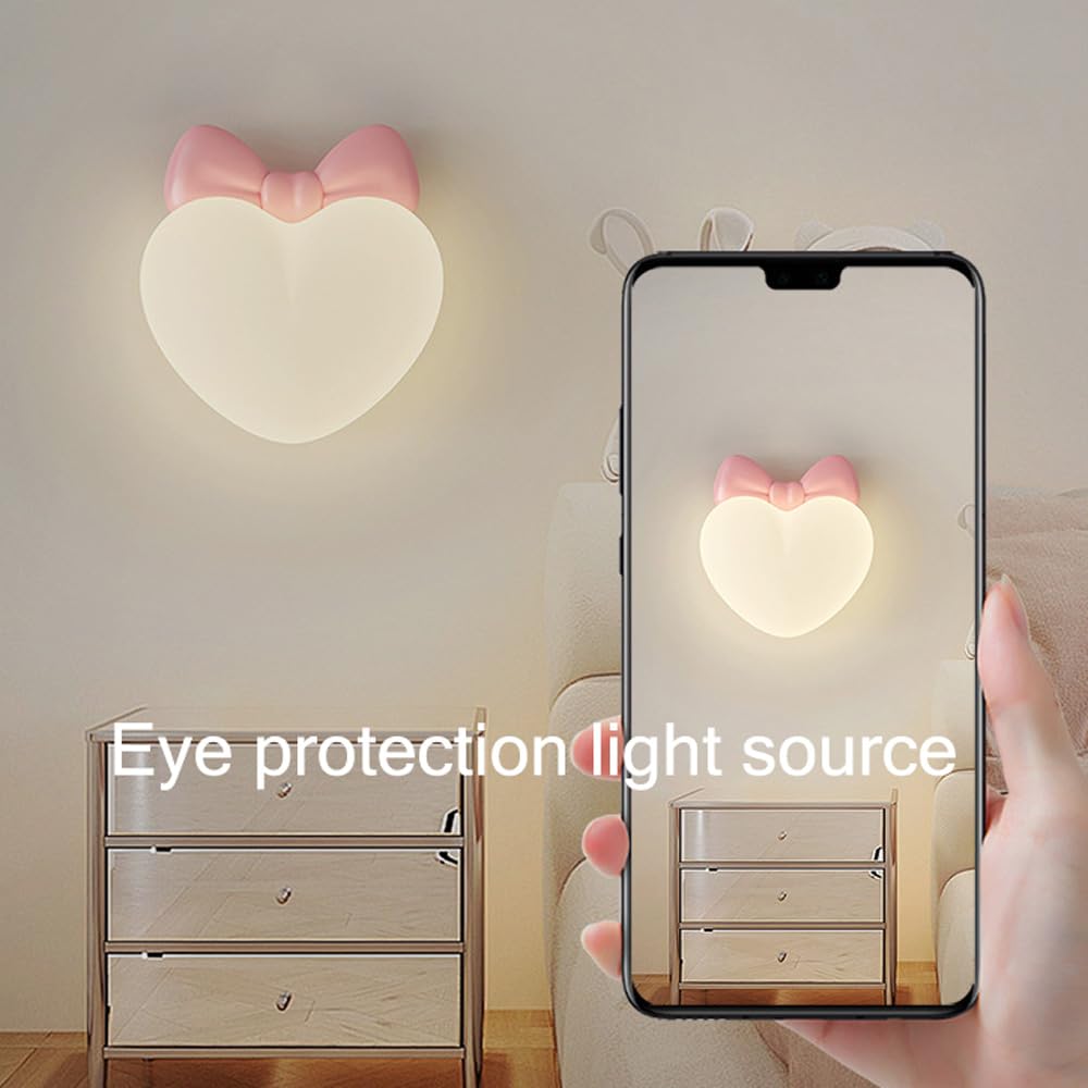 Kinkiety Led W Kolorze Mleczno-Białym Do Pokoju Dziewczęcego, Uroczy Kinkiet W Stylu Nordyckim Z Koroną I Serduszkami, Ściemnialna Różowa Lampka Nocna, Dziecięca Lampka Ścienna Do Łóżka, Na