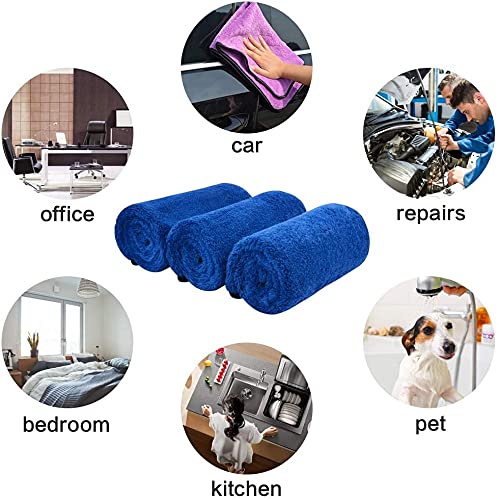 Image of Auto Hub Microfiber Cloth for Car - 600 GSM (40x40 CM) Car Cleaning Cloth, Thick Plush, Lint Free, Streak Free Microfiber Cloth for Bike & Car Washing & Drying Pack of 5-Blue