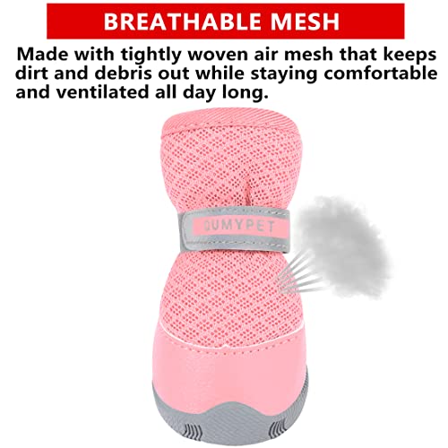 Qumy 2Pcs Dog Shoes For Small Dogs Hot Pavement Summer Puppy Dog Boots With Reflective Strip Soft Comfortable Anti-Slip Rubber Sole Pink Size 3 #TOP3
