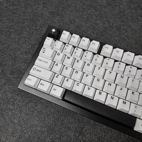 Image of White Minimalist Keycaps, 163 Keys Cherry Profile, Double Shot Keycaps Set, Custom Key caps for MX Switches Mechanical Keyboard