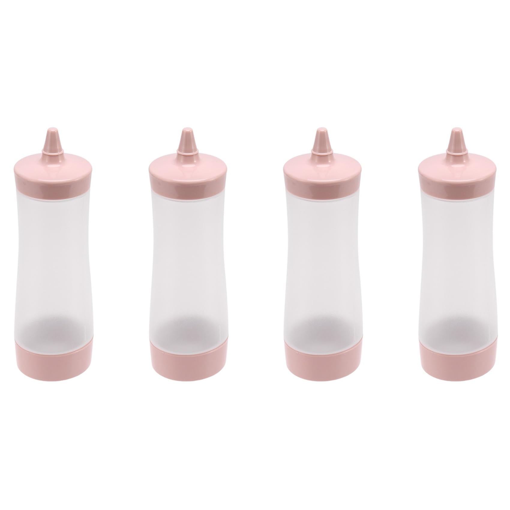 Hndhbfgrt 4X Squeeze Bottle Kitchen Gravy Boat Plastic Sauce Vinegar Oil Ketchup Gravy Cruet Condiment Dispenser Pink Transparent