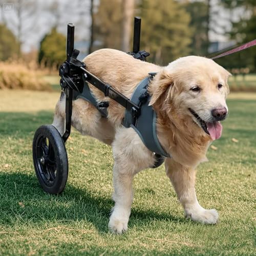 UIQELYS Großer Rollstuhl für Hunde, Riesenrollstuhl, grau, leichter Rollstuhl für Behinderten/Alt, verstellbar