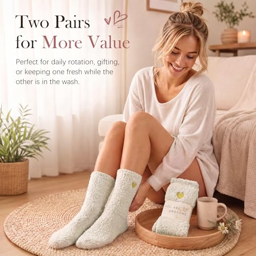 Image of Azue Fuzzy Warm Slipper Socks Women Super Soft Microfiber Cozy Sleeping Socks 6 or 5 Pairs