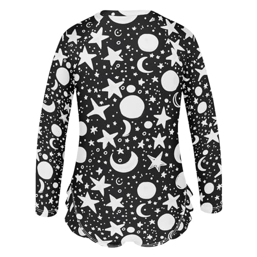 ALAZA Toddler Swimsuit Girl Bathing Suit Swimwear Rash Guard Moon Stars Long Sleeve 3T3