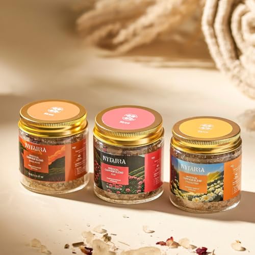 Image of Nytarra Mystical Camphor Trio - Rose, Sandalwood, Frangipani | Original Pure Camphor Infused with Aromatic Herbs & Spices | Diffuser Friendly Botanical Blend | Clean Aroma