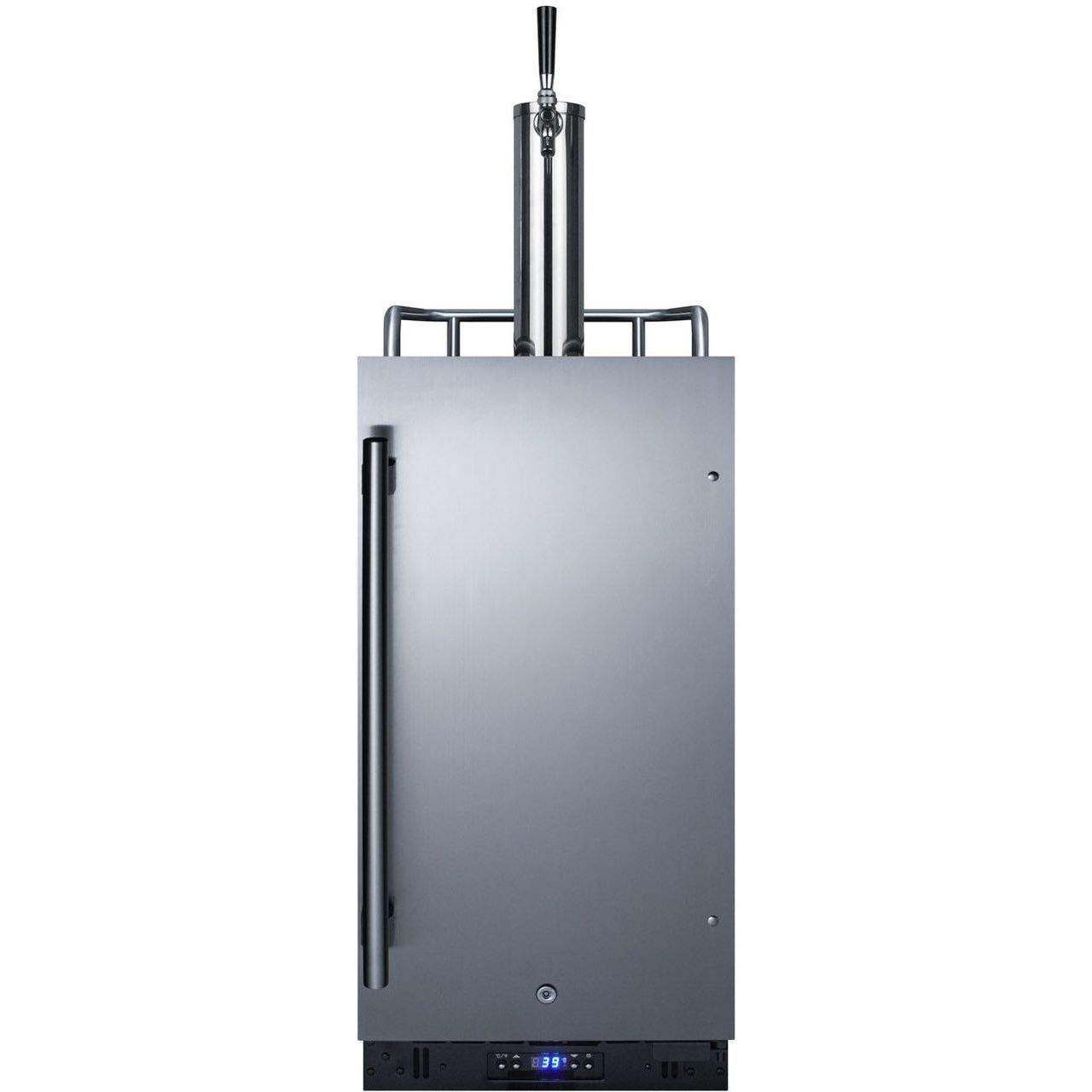 Summit Appliance SBC15BEER 15" Wide Built-In Kegerator; 2.9 cu.ft. Capacity; Auto Defrost; Digital Thermostat; Stainless Steel Door; Black Cabinet; Pro Style Handle; Sealed Back and Front Lock on Fridge.com