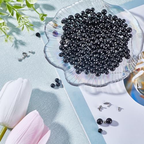 GORGECRAFT 200 Set 2 Size Pearl Rivets Studs Black Round Plastic Pearls Buttons Stud with Pins Kit for Clothing Hat Bags Shoe Embellishments DIY Knitting Sewing Crafts Jewelry Making Supplies - Image 4