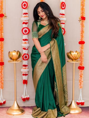 Image of Shasmi Women's Navy blue Banarasi Pure Kanjivaram Silk Saree Soft new ladies Design Wear Pattu Sarees 2026 Cotton Party Sari collections With Blouse Piece for Wedding sadi (KS-224)