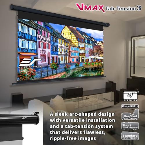Image of Elite Screens VMAX Tab-Tension 3 Series, 138 INCH Motorized Projector Screen, 16:9 CineGrey High Contrast Electric Drop-Down, 4K /8K HDR, IR /RF Remote, VMAXT138UCH3