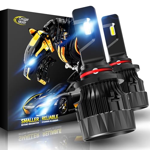 Cougar Motor 9005 LED Bulbs, HB3 LED Fog Lights 18000LM Super Bright 6500K Cool White Small Size with Cooling Fan,Non-polarity, Plug & Play, Pack of 2