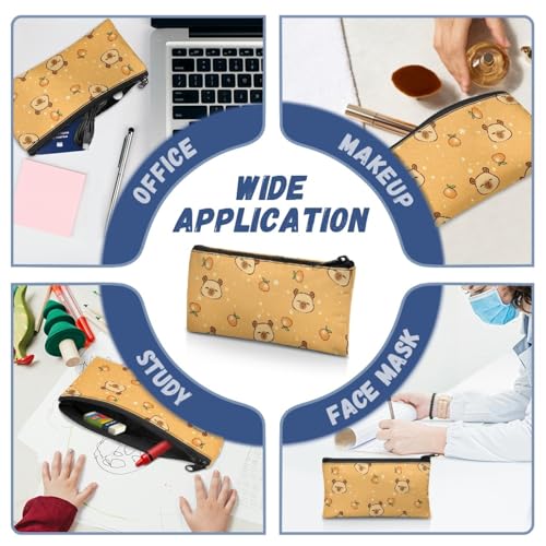 Image of Orange Capybara Pencil Case for Girls Kawaii Pencil Box Soft Stationery Storage Pouch for Preschool Zippered Pen Organizer with Zipper Closure
