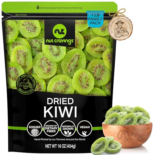 NUT CRAVINGS - Dried Kiwi Slices (16oz, 1 LB) Lightly Sweetened