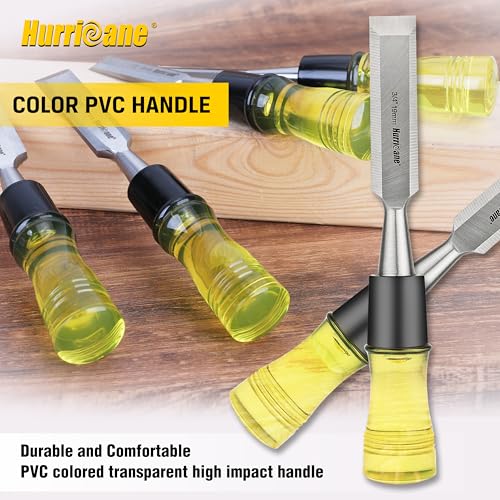 HURRICANE 4 Piece Wood Chisel Set for Woodworking, CR-V Steel Beveled Edge Blade, Durable PVC High Impact Handle Wood Chisel - Image 7