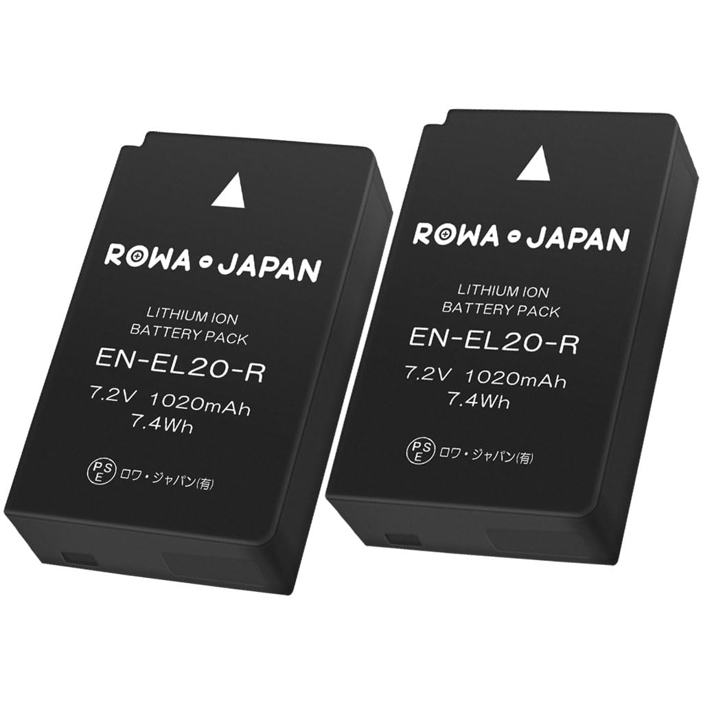 Rowa Japan EN-EL20a Compatible Battery for Nikon EN-EL20, 2 x Compatible Batteries, Compatible with Genuine Chargers, Compatible with 1 J1 S1 V3 COOLPIX P950 P1000 Digital Cameras