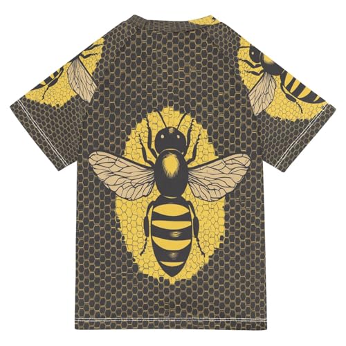 Boys Short Sleeve T-Shirts Cartoon Bees Insect Funny Rashguard Kids Swim Shirts Sun UPF 50+ Multicoloured2
