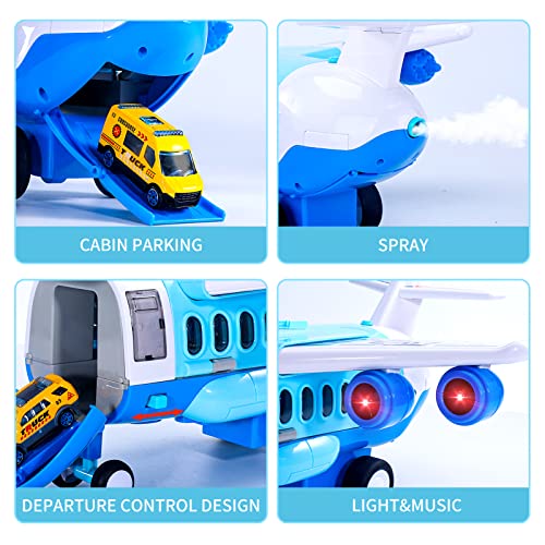 Bennol Spray Airplane Toys For Boys, Large Transport Cargo Airplane With 6 Construction Vehicle 10 Road Signs 1 Play Mat, Plane Toy With Lights Sounds, For Boys Age 3 4 5 6 #TOP3