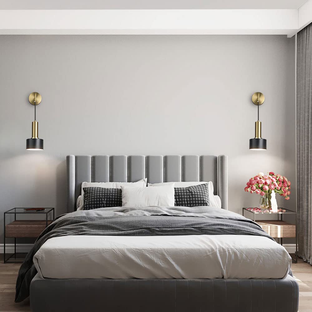 Apliques De Pared Inalámbricos Juego De Dos Apliques De Pared Con Batería Con Control Remoto Luz Nocturna LED Lámpara De Pared Inalámbrica De Metal Negro Dorado Blanco Decoración Para Dormitori