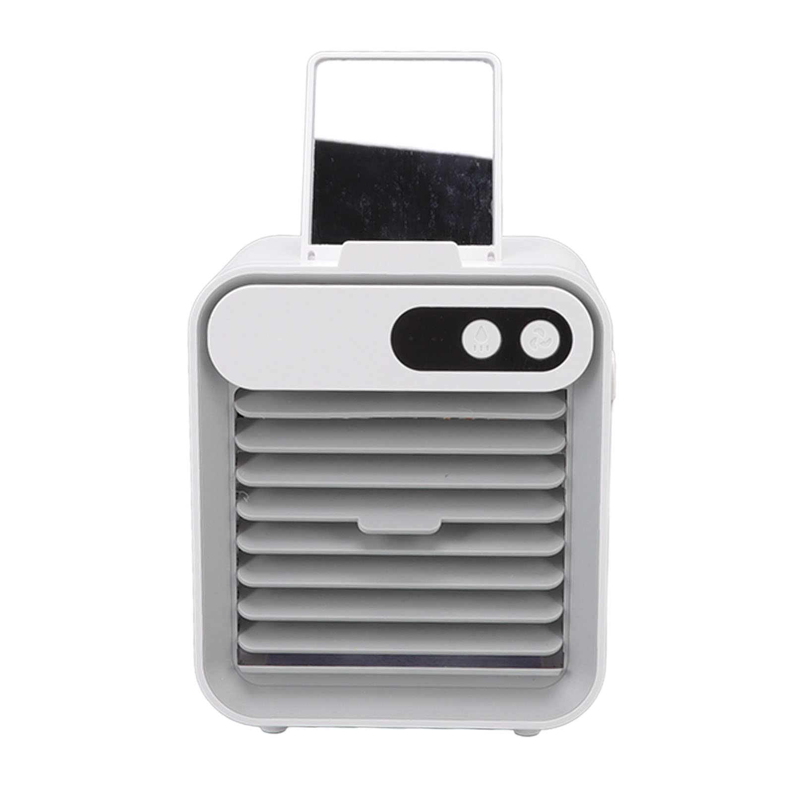 Irfora Mini Condizionatore D'aria Portatile con Forte, Dispositivo di Raffreddamento da Tavolo con Specchio e Supporto per Telefono per Uso in Ufficio (Bianca)