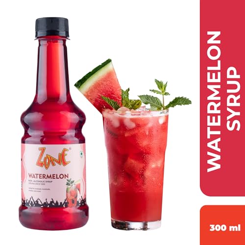 Image of Zone Watermelon Syrup 300ml | Refreshing Pure Watermelon Flavour for Mocktails, Cocktails, Lemonades & Sodas | Premium Taste, Non Alcoholic, More Servings For Professional & Home Use | 12+ Flavours