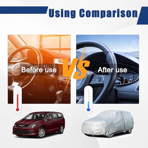 Image of Kayme 6 Layers Car Cover Custom Fit for Chrysler Voyager /Pacifica (1999-2025) Waterproof All Weather for Automobiles, Outdoor Full Cover Rain Sun UV Protection.Silver