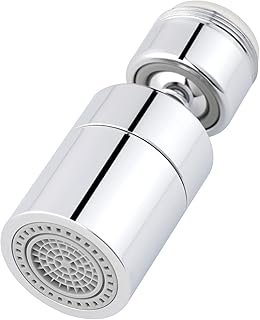 Waternymph Kitchen Sink Faucet Aerator Solid Brass - 360-Degree Swivel Big Angle Swivel Faucet Aerator Dual-Function 2 Sprayer Kitchen Faucet Attachment Swivel sprayer-24mm Male Thread - Chrome(M24)