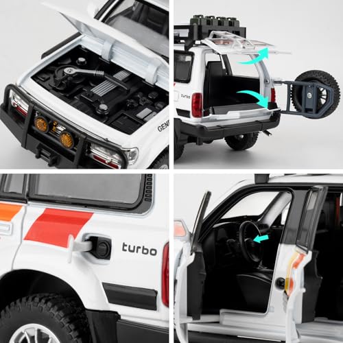 Auto a escala 1:24 WAKAKAC Land Cruiser LC80 blanco miniatura 4