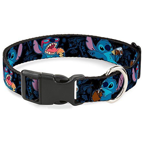 Collar Stitch Snacking Plantea Negro/Azul plástico clip evita tirones y escapes con comodidad 2