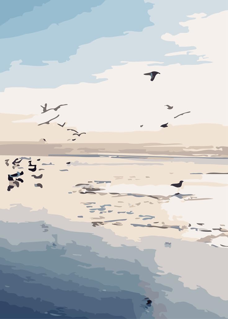 Amazon | AAJJCENS 青い空白い雲飛ぶ鳥です 数字油絵 数字キット塗り絵  